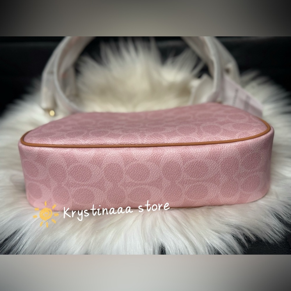 NWT Coach Gold Powder Pink Teri Shoulder Bag Signature with Charms CEA20 - Picture 6 of 11